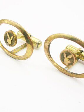 Vintage Playboy Cufflinks Set gold tone classic Men Formal Wear
